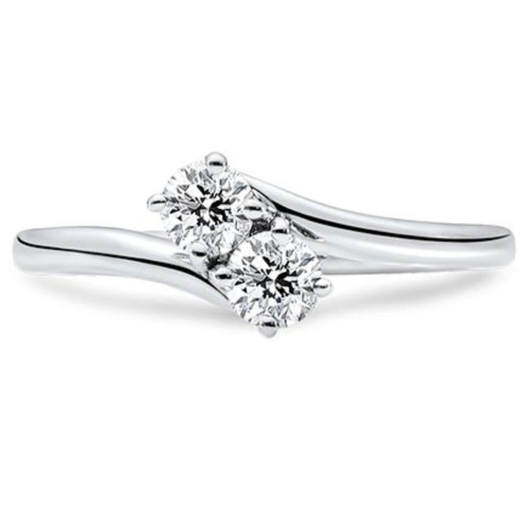 18k Wg Two Stone 1/2 CtDiamond G Color Vs2 Clarity - Picture 4 of 8